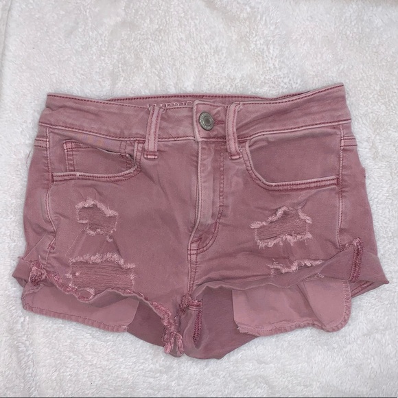 Dusty Rose High Rise Jean Shorts (A.E.O)